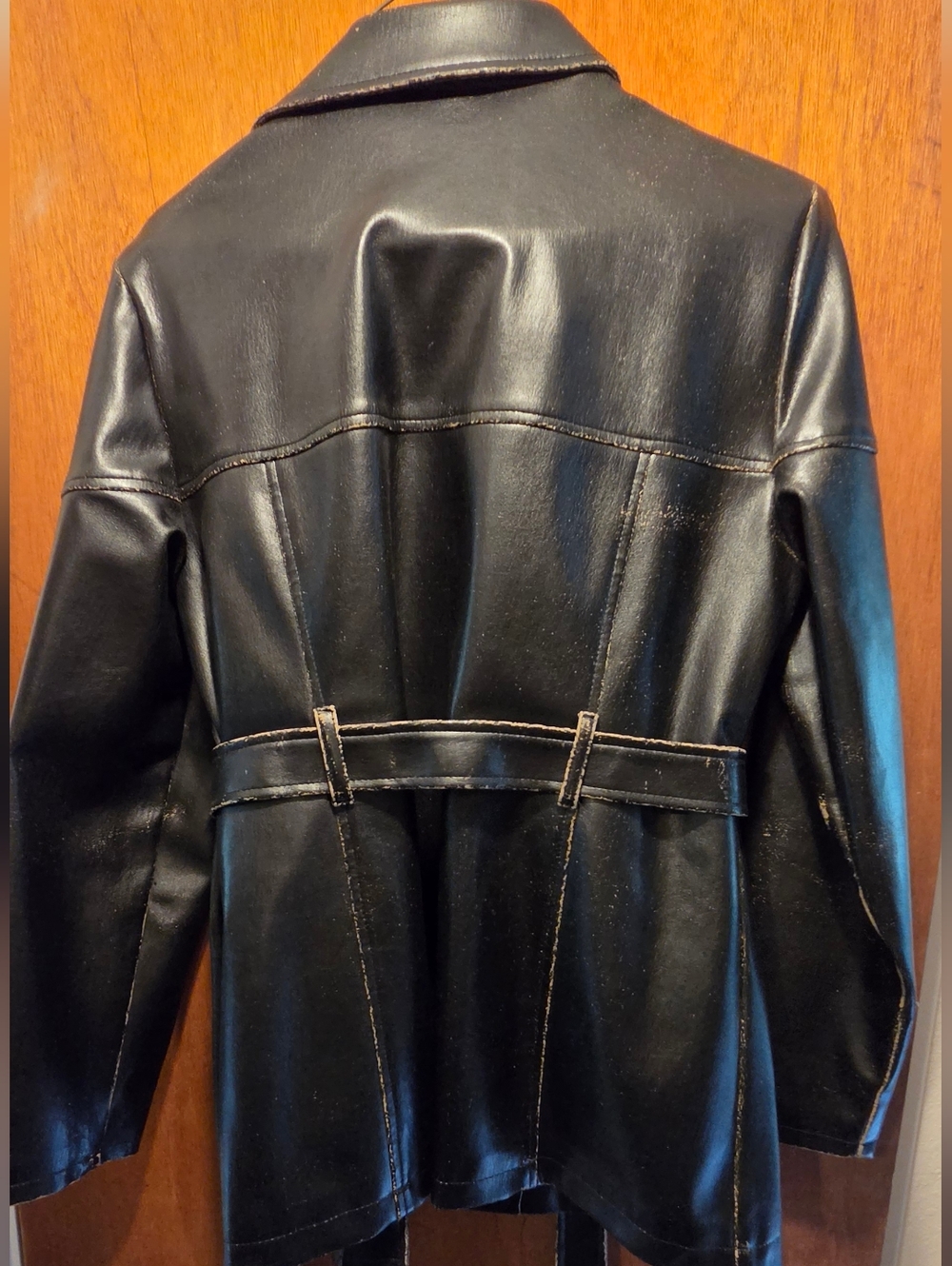 Xhilaration Black Faux Leather Belted Jacket SzXL - Picture 8 of 9